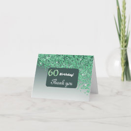 Tarjeta De Agradecimiento Purpurina Verde brillante, cumpleaños número 60 Gr