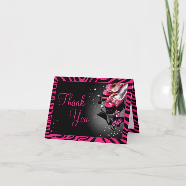 Tarjeta De Agradecimiento Purpurina y Glam Gracias (Anverso)