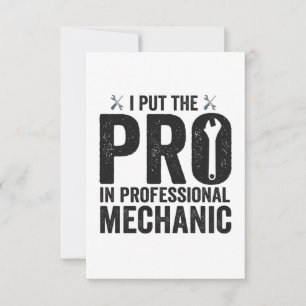 Tarjeta De Agradecimiento Puse el Pro en un regalo de Funny Mecánico Profesi