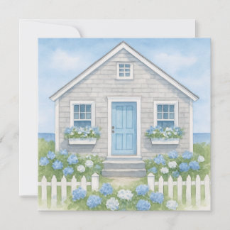 Tarjeta De Agradecimiento Quaint Nantucket Watercolor Cottage de verano