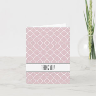 Tarjeta De Agradecimiento Quatrefoil rosa y blanco gracias