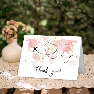 Tarjeta De Agradecimiento "¡Que comience la aventura!" Baby Shower de mapa d