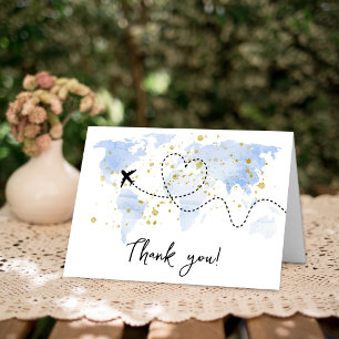 Tarjeta De Agradecimiento "¡Que comience la aventura!" Baby Shower de mapa d