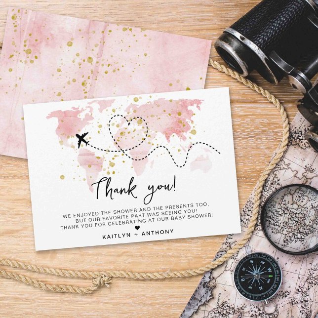 Tarjeta De Agradecimiento "¡Que comience la aventura!" Baby Shower de mapa d (Subido por el creador)