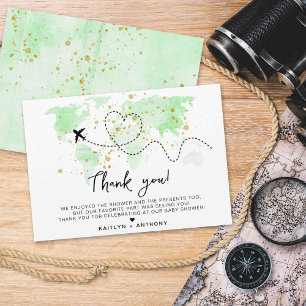Tarjeta De Agradecimiento "¡Que comience la aventura!" Baby Shower de mapa d