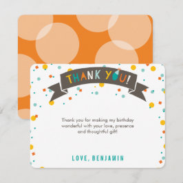 Tarjeta De Agradecimiento Qué Diversión Cumpleaños 1 del Niño con Confeti Co