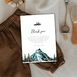 Tarjeta De Agradecimiento Que la aventura empiece Mountain Pine Baby Shower