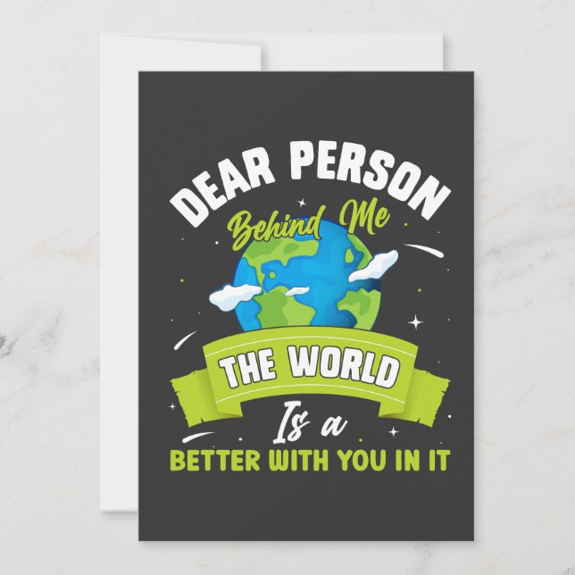 Tarjeta De Agradecimiento Querida Persona Detrás De Mí El Mundo Es Un Lugar  (Anverso)