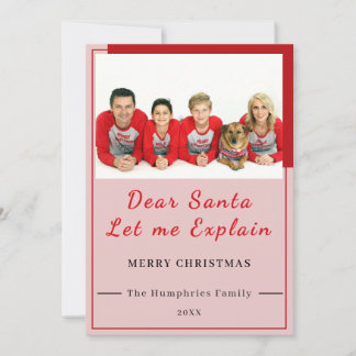 Tarjeta De Agradecimiento Querido Santa, Déjame Explicar - Foto divertida de