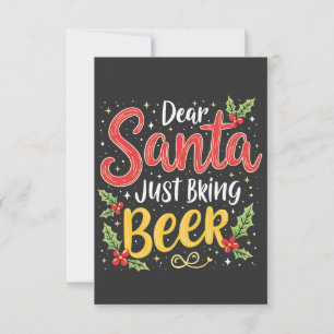 Tarjeta De Agradecimiento Querido Santa, Solo Trae Cerveza Santa Claus