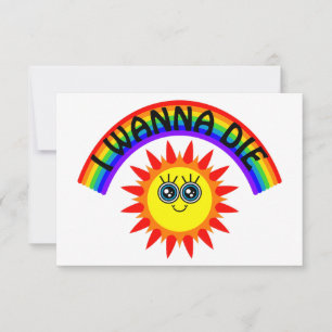 Tarjeta De Agradecimiento Quiero morir - Sol sonriente arcoiris