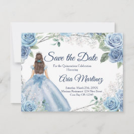 Tarjeta De Agradecimiento Quinceañera 15 Anos Dusty Blue Save the Date