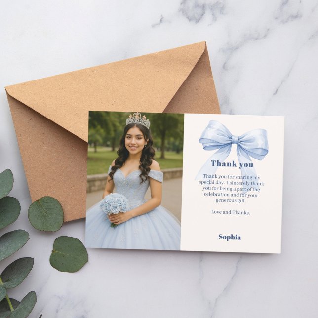 Tarjeta De Agradecimiento Quinceanera azul (Subido por el creador)