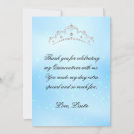 Tarjeta De Agradecimiento Quinceanera azul bebé Añadir foto personalizada
