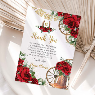 Tarjeta de agradecimiento Quinceañera Botas Charro