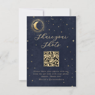 Tarjeta De Agradecimiento Quinceañera Celestial Azul Medianoche