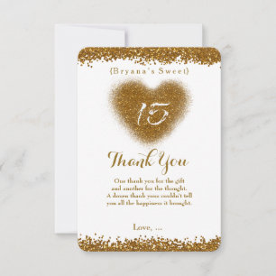 Tarjeta de agradecimiento Quinceañera Corazón con