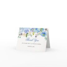 Tarjeta de agradecimiento Quinceañera floral azul 