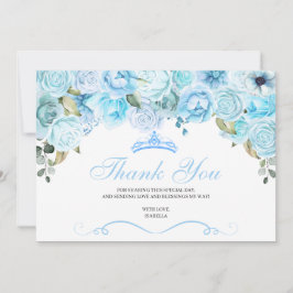 Tarjeta De Agradecimiento Quinceanera floral azul cielo Gracias