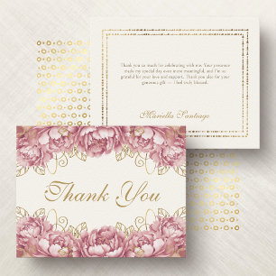 Tarjeta De Agradecimiento Quinceañera Floral Elegante Rosa Rubor