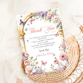 Tarjeta De Agradecimiento Quinceañera Flores Mariposas Lilac Princess