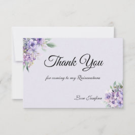 Tarjeta De Agradecimiento Quinceanera Lavender floral Thank You Card