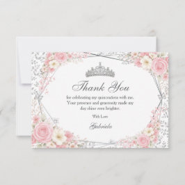 Tarjeta De Agradecimiento Quinceañera Mariposa Plateada Rosa Rubor 