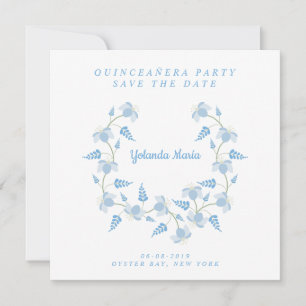 Tarjeta De Agradecimiento Quinceañera Party Diseño Floral Save the Date
