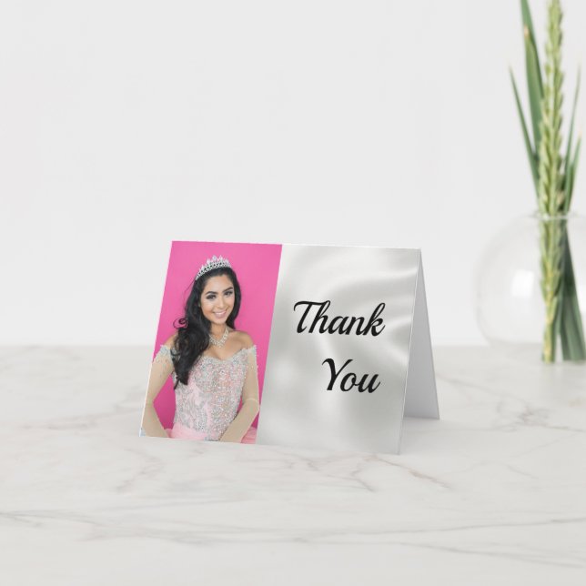 Tarjeta De Agradecimiento Quinceañera Photo Thank You (Anverso)
