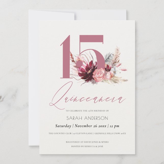 Tarjeta De Agradecimiento Quinceanera Quinceañera invitada por cumpleaños nú (Anverso)