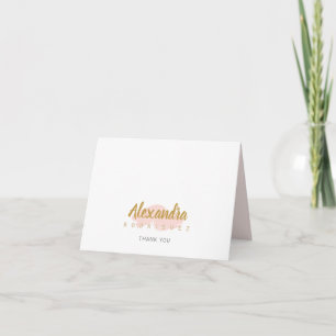 Tarjeta De Agradecimiento Quinceañera Rosa y Dorado