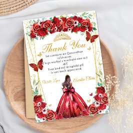 Tarjeta De Agradecimiento Quinceañera Roses Roses Floral Princesflies