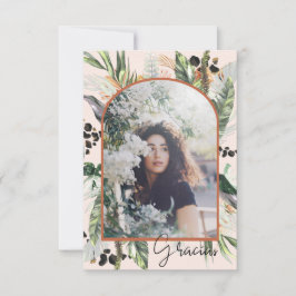 Tarjeta De Agradecimiento Quinceañera | Verde y Jungla de Terracota