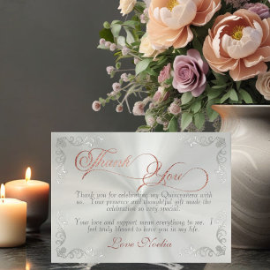 Tarjeta De Agradecimiento Quinceañera Vintage Frame & Tiara Verde Pastel