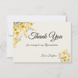 Tarjeta De Agradecimiento Quinceanera yellow gold Thank You Card