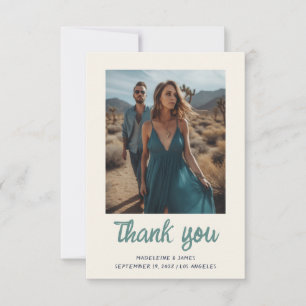 Tarjeta De Agradecimiento Quirky Fun Green Handwriter Script Boda Foto