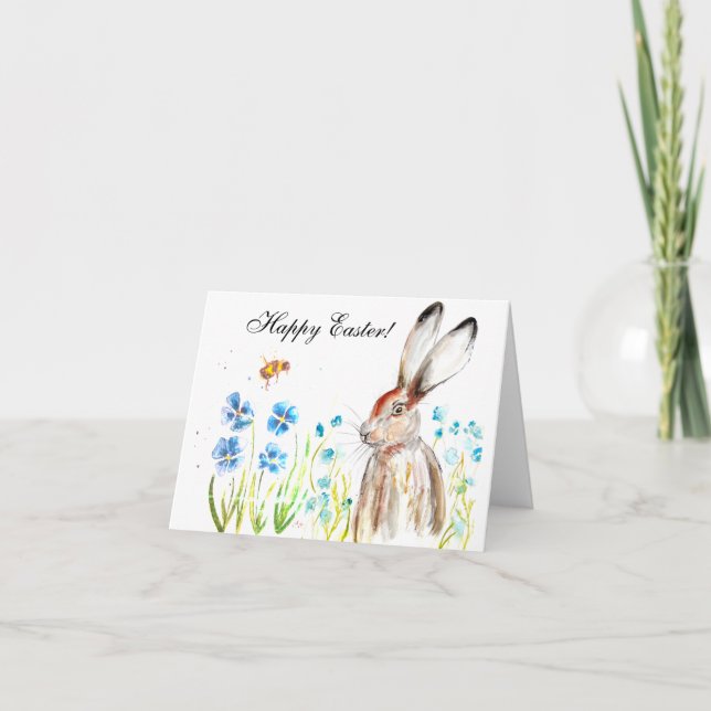 Tarjeta De Agradecimiento Rabbit Bunny Hare Humor De Pascua Huevo Cute (Anverso)