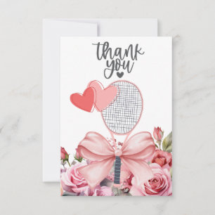 Tarjeta De Agradecimiento Raca de tenis con rosas rosas rosas rosas