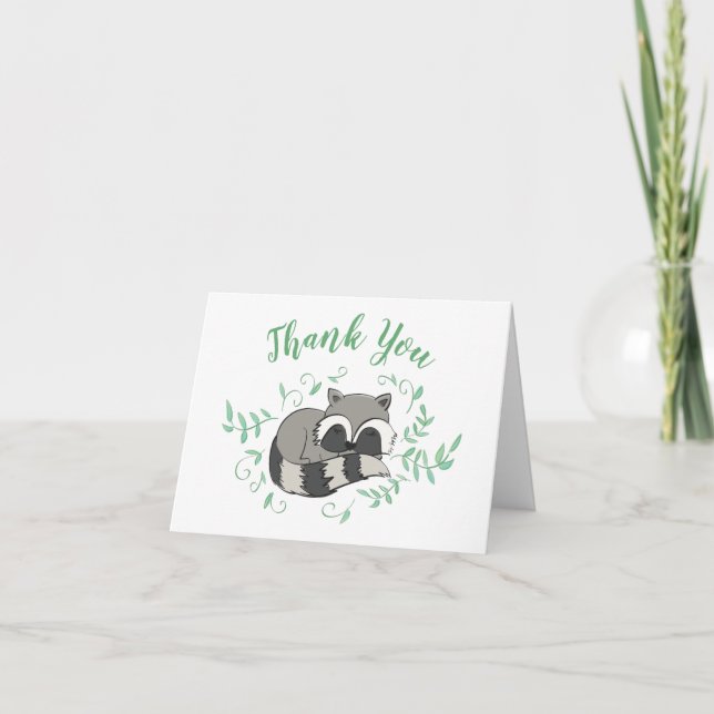Tarjeta De Agradecimiento Raccoon Baby Shower (Anverso)