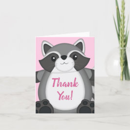 Tarjeta De Agradecimiento Raccoon Baby Shower Pink