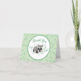 Tarjeta De Agradecimiento Raccoon Baby Shower Woodland Cute Sleeping
