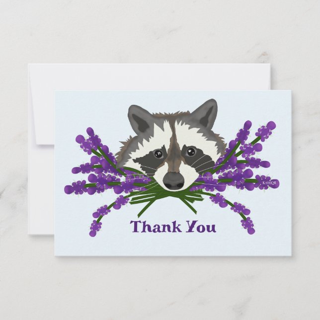 Tarjeta De Agradecimiento Raccoon con lavanda (Anverso)
