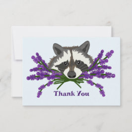 Tarjeta De Agradecimiento Raccoon con lavanda