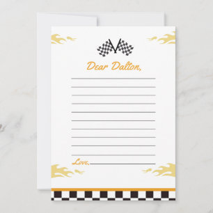 Tarjeta De Agradecimiento Race Car Birday Party Time Capsule Note Card