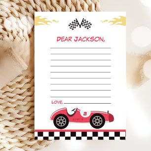 Tarjeta De Agradecimiento Race Car Birday Party Time Capsule Note Card