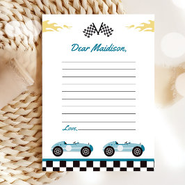 Tarjeta De Agradecimiento Race Car Birday Party Time Capsule Note Card