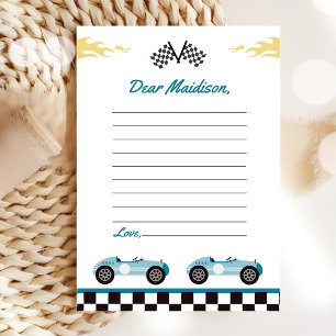 Tarjeta De Agradecimiento Race Car Birday Party Time Capsule Note Card