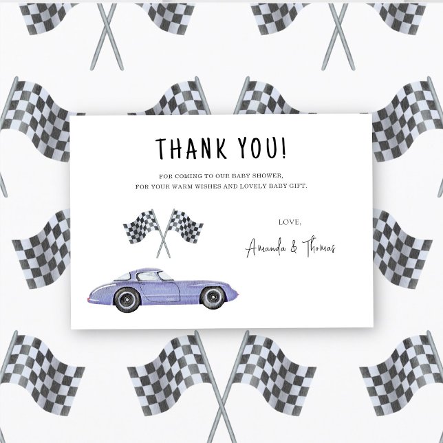 Tarjeta De Agradecimiento Race car car Baby Shower - gracias (Subido por el creador)