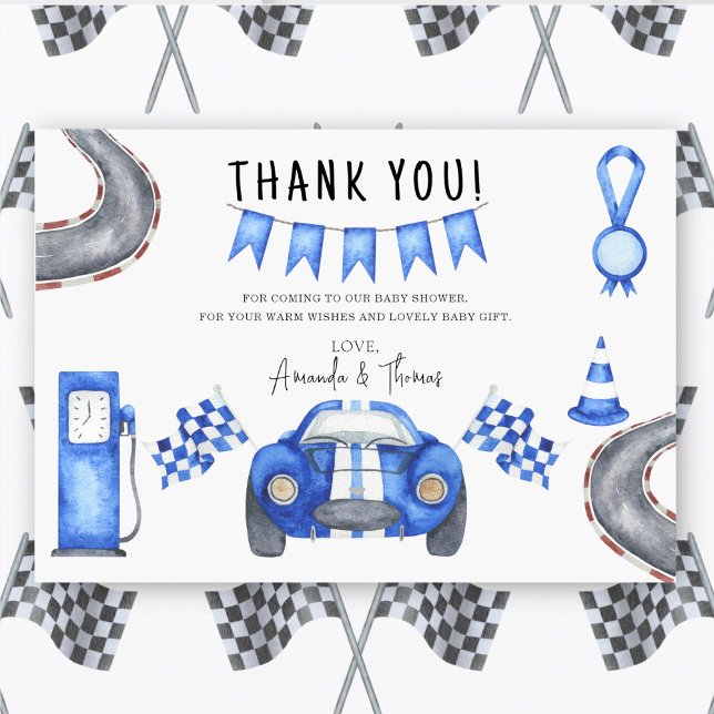 Tarjeta De Agradecimiento Race car car Baby Shower - gracias (Subido por el creador)