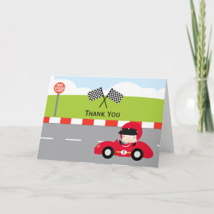 Tarjeta De Agradecimiento Racecar gracias cumpleaños